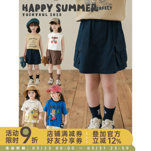 轻薄透气宽松休闲短裤 2025夏季 裙裤 幼悠女童山野追风翻盖口袋工装