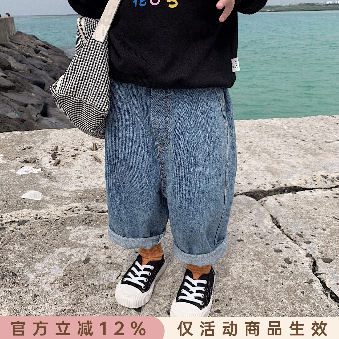 幼悠女童春秋牛仔裤百搭长裤图片