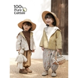 Куртка, комфортный комплект, мягкий детский плащ с капюшоном, коллекция 2022, цветочный принт