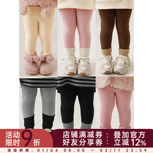 幼悠女童亲昵贴贴无骨缝合多色加绒打底裤儿童柔软 亲肤保暖弹力