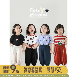 气可爱亲肤舒适休闲短袖 幼悠 儿童元 T恤2025夏季 女童卡通印花半袖