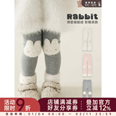 新款 加绒小白兔打底裤 时尚 幼悠女童2025冬季 保暖儿童可爱百搭裤 子