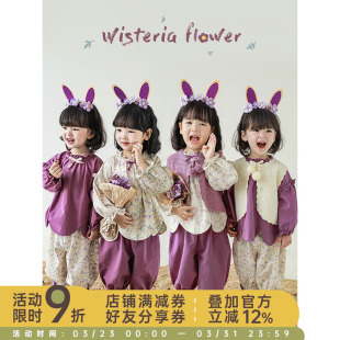 宽松束脚裤 幼悠女童大翻领娃娃衫 可爱宽松立体蝴蝶结宝宝秋冬时尚