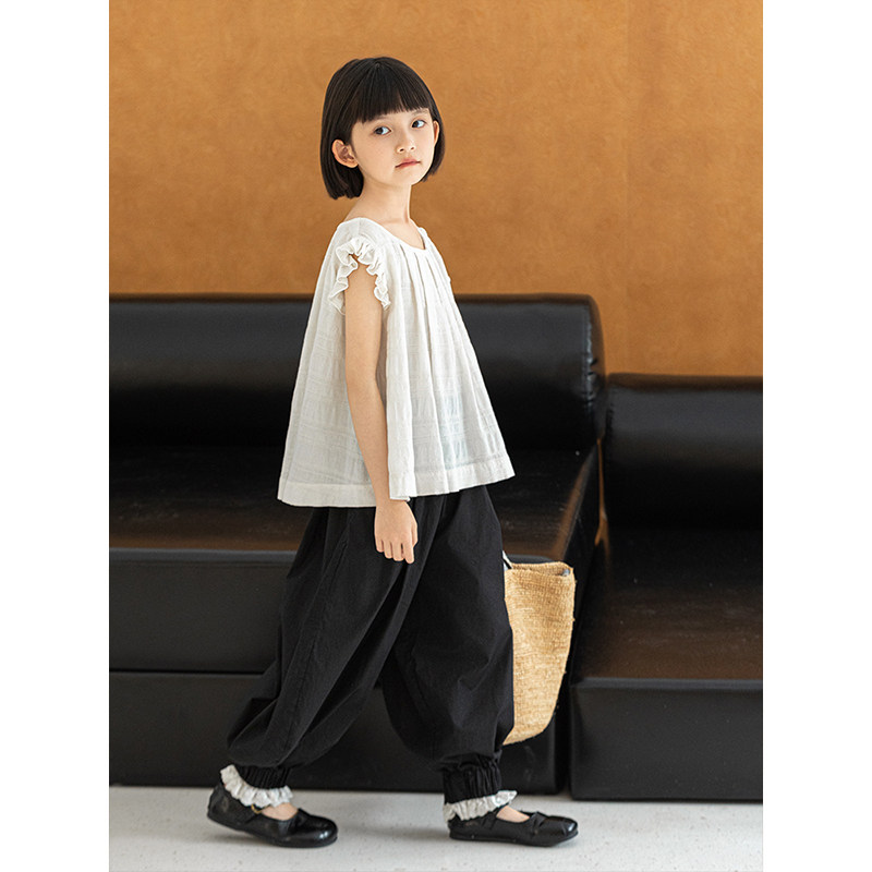 幼悠 女大童刺绣花边U型底显瘦娃娃衫全牛筋腰口宽松廓形弯刀裤潮,童装/婴儿装/亲子装,套装,淘宝优惠券,粉丝福利购,淘宝优惠卷