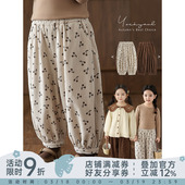 幼悠女童饱满立体灯芯绒条梭织长裤 潮 2026春秋俏皮可爱宽松束脚裤