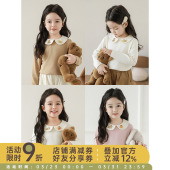 乖巧甜美娃娃翻领休闲T恤潮 2026春季 幼悠 女童立体刺绣玩偶打底衫