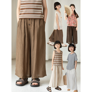 幼悠女大童夏季宽松清凉不闷热阔腿裤侧边口袋耐穿不变形潮酷裤子