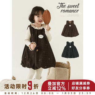 花苞裙圆点可爱显瘦加厚保暖背心裙 甜美无袖 幼悠女童2025冬季 新款