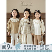 幼悠女童割边绣花娃娃衫 口宽松上衣潮 春秋甜蜜可爱木耳花边收束袖