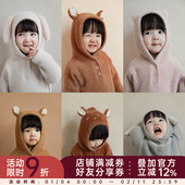 加厚儿童连帽上衣卡通洋气宝宝休闲衫 幼悠女童套头外套秋冬季 新款