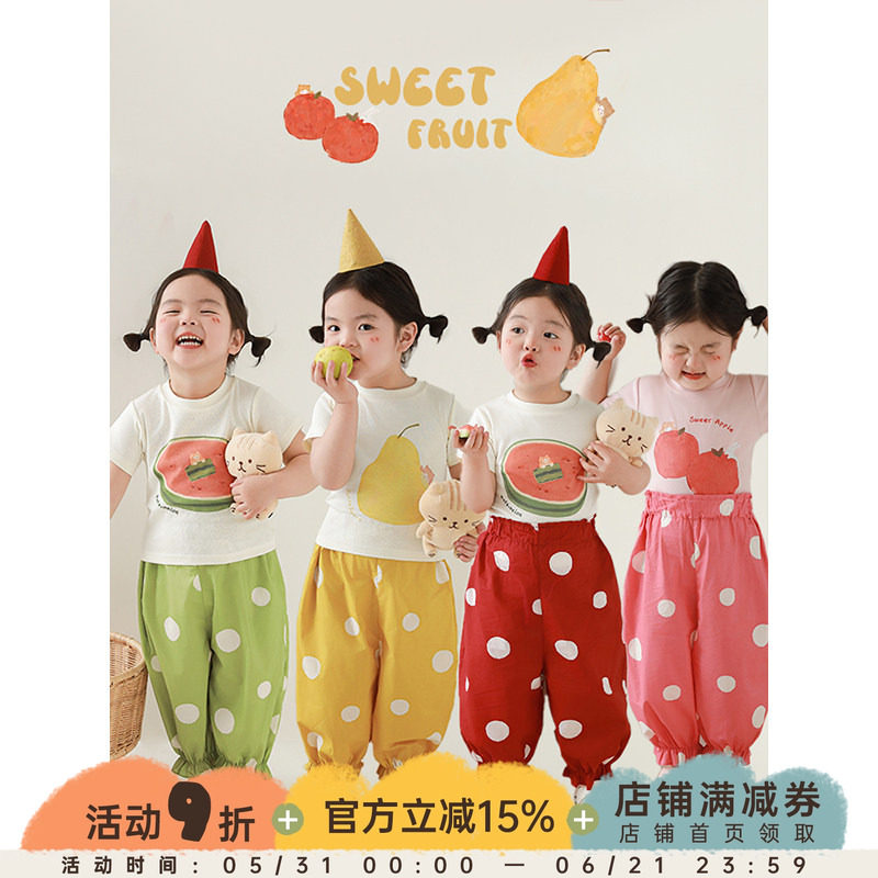 幼悠 女童多味缤果数码印花短袖T恤2025春夏季修身短款弹力上衣潮