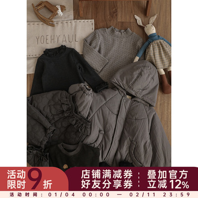 幼悠女童2025冬季新款长袖圆领t恤连帽保暖卫衣时尚棉服上衣套装