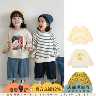 幼悠童趣印花休闲卫衣儿童2025春秋新款元气女童加绒百搭套头上衣