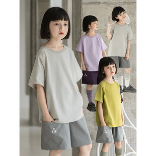 幼悠 女大童无骨缝合不扎肉肉夏季清凉短袖简约风字母印花宽松T恤
