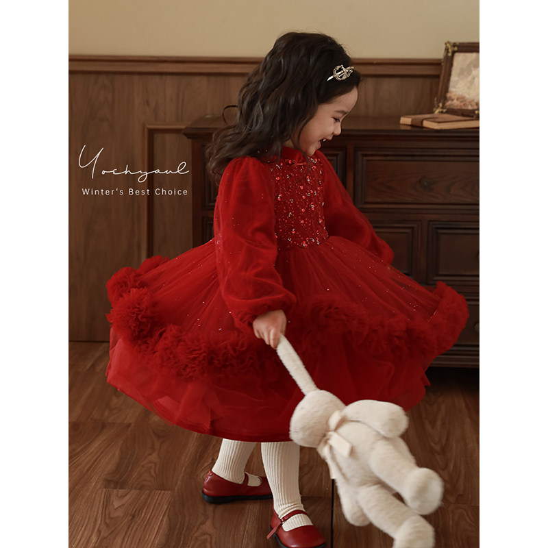 幼悠女童冬季新款蓬松拼接多层网纱裙儿童甜美可爱加绒纯色连衣裙,童装/婴儿装/亲子装,连衣裙,淘宝优惠券,粉丝福利购,淘宝优惠卷