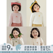 幼悠 2026春秋儿童舒适亲肤柔软弹力休闲T恤潮 女童蘑菇印花打底衫