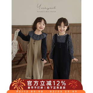 幼悠女童2026春秋套装儿童俏皮可爱柔软亲肤打底衫韩系百搭背带裤