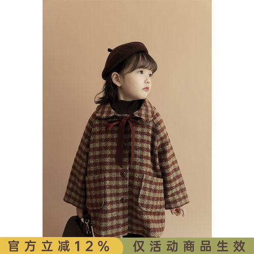 幼悠新款儿童装加厚保暖呢大衣