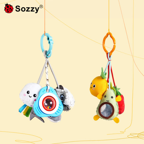 SOZZY婴幼儿玩偶推车挂件牙胶动物安抚床铃摇铃宝宝玩具毛绒益智