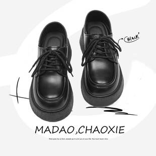 一脚蹬可踩跟乐福鞋 英伦风皮鞋 男款 秋季 发型师小众厚底增高德比鞋