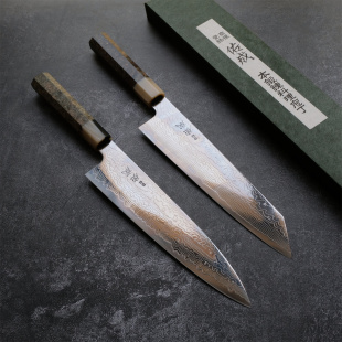 佑成 SG2粉末钢切付牛刀大马士革镜面日本剑型主厨刀家用菜刀三德