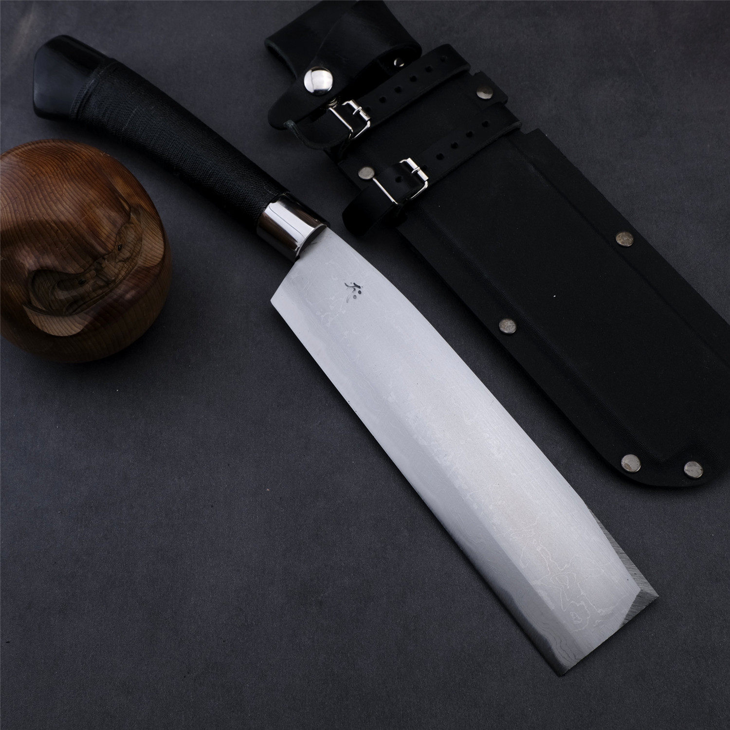 秋友义彦手打大马士革腰铊日本户外工具劈柴山林开山枝打铊青纸钢