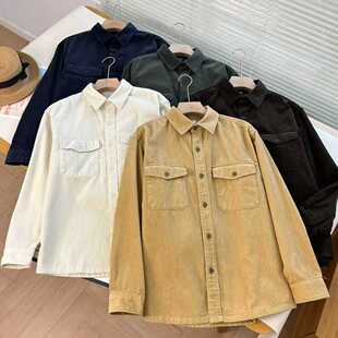 日系男装女装灯芯绒工装衬衫长袖衬衣休闲复古2025秋冬新款480295