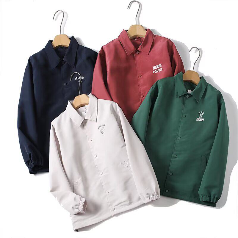 日系26春款新款男女情侣休闲教练茄克外套夹克纽扣翻领上衣484663