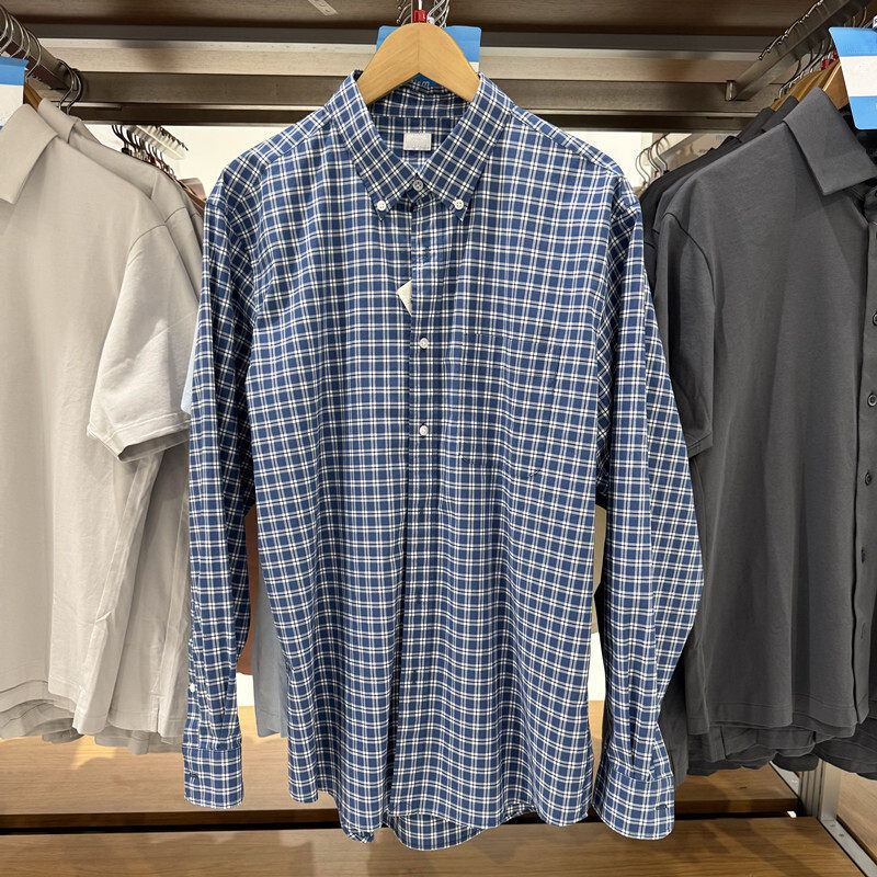 日系男装优质长绒棉格子衬衫长袖衬衣休闲棉质上衣C476016/476014