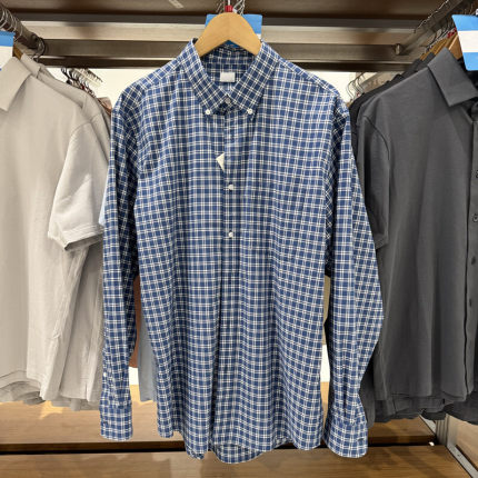 日系男装优质长绒棉格子衬衫长袖衬衣休闲棉质上衣C476016/476014