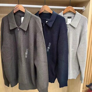 日系衬衫领拉链针织开衫长袖休闲毛衣毛衫外套男2026春新款481723