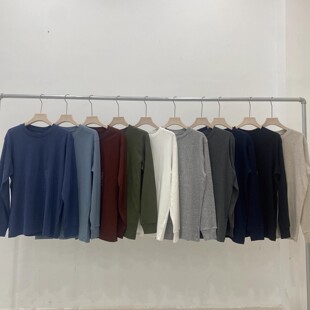 日单男装女装情侣柔软圆领T恤/休闲长袖上衣打底衫秋冬新款479783