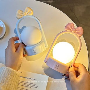 蝴蝶结小夜灯儿童卧室睡眠婴儿喂奶灯暖光夜间充电小台灯节日礼物