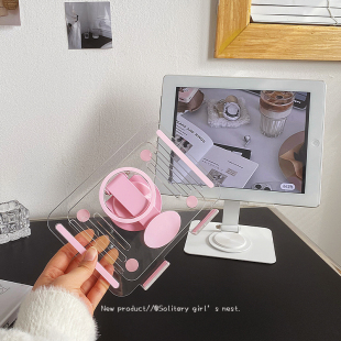 透明ipad平板支撑架桌面亚克力手机支架2025新款 折叠旋转便携通用