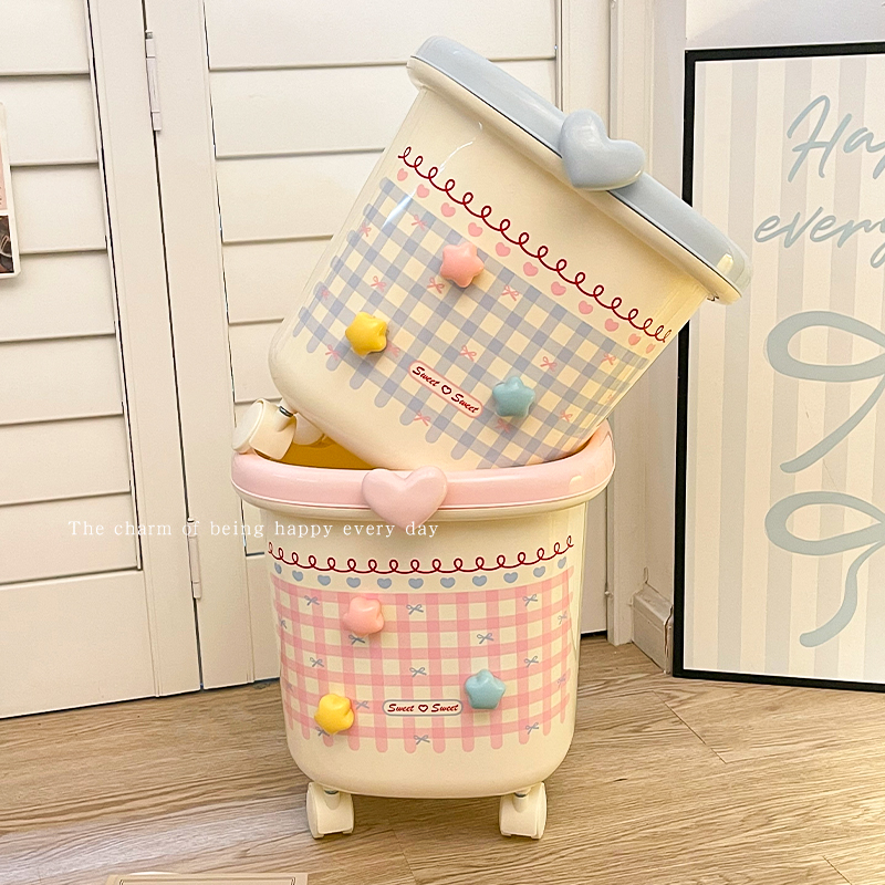 ins风垃圾桶卧室家用带轮