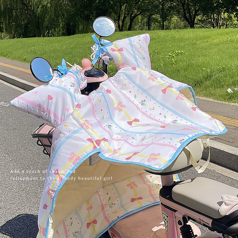 蝴蝶结冬季电动车挡风被