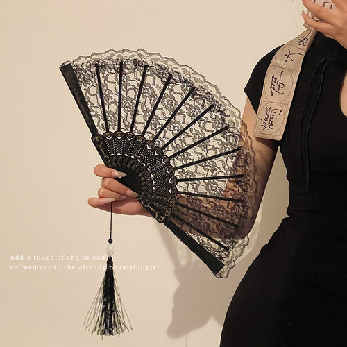 蕾丝扇子古风旗袍折叠扇