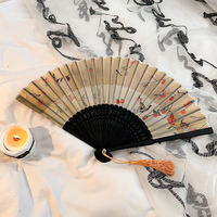 New Chinese-style fans, ancient-style folding fans, ink-wash paintings, Chinese-style Hanfu, horse-faced skirts, summer portable bamboo fans thumbnail 8
