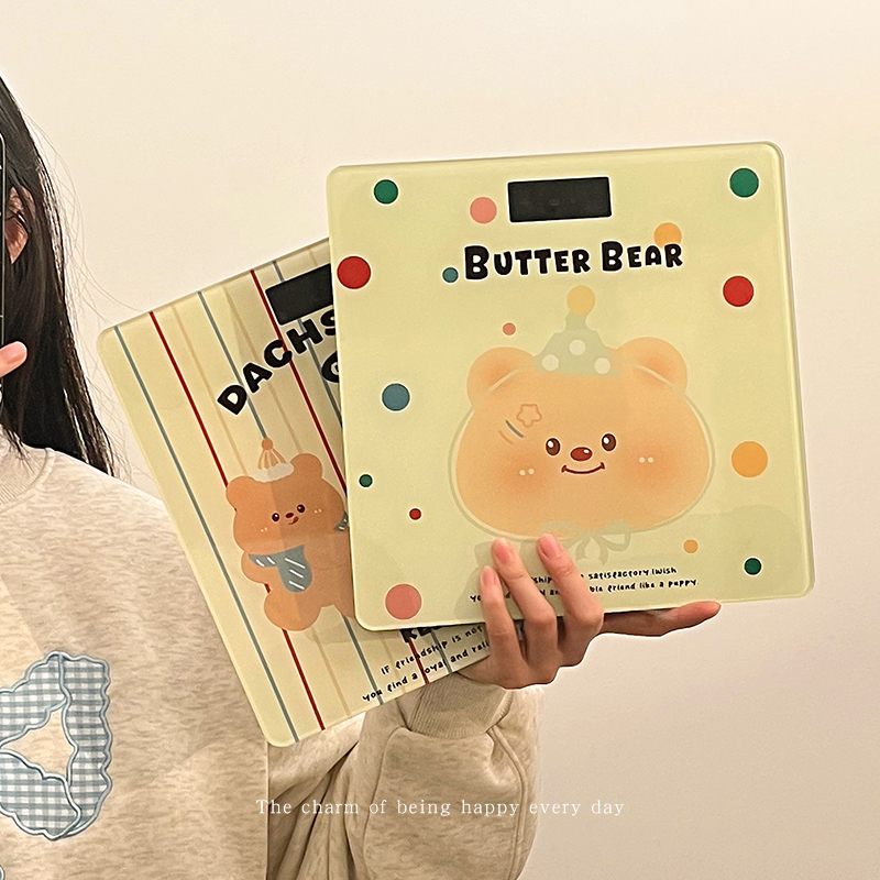 卡通可爱体重秤充电款家用高精准电子秤减肥专用宿舍小型人体秤子