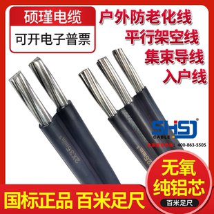户外电线2/3芯铝线家用架空防老化电线国标6 10 16 25平方电缆线
