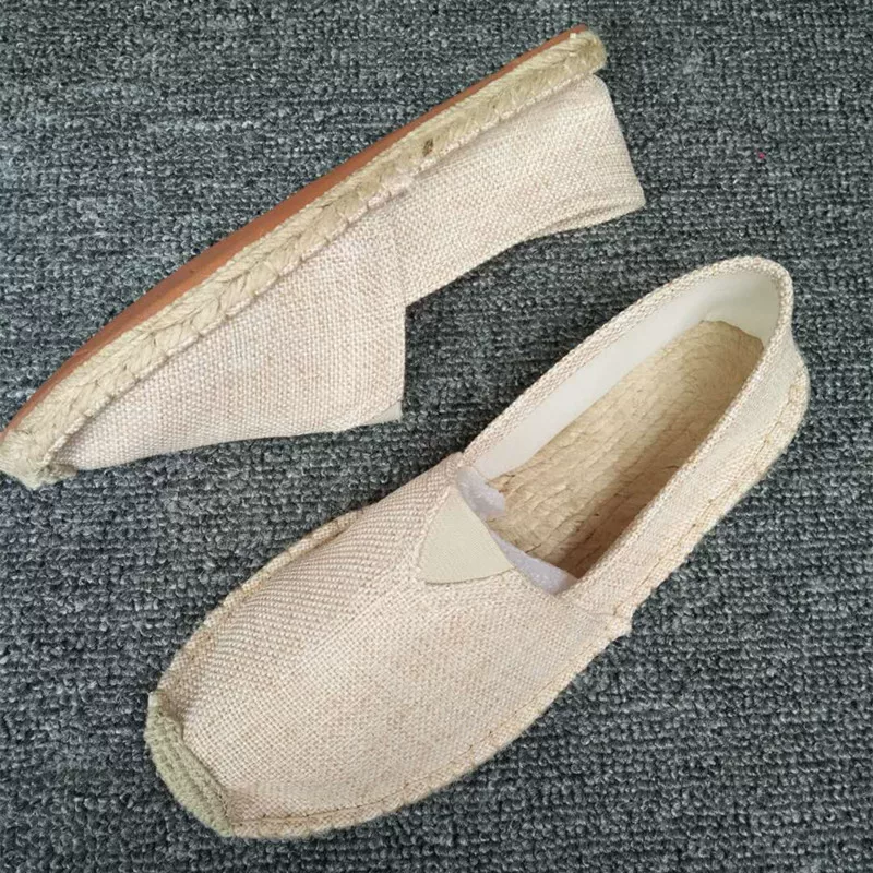 Обувь для отдыха, ленивые легко handmade лён рыбацкие туфли