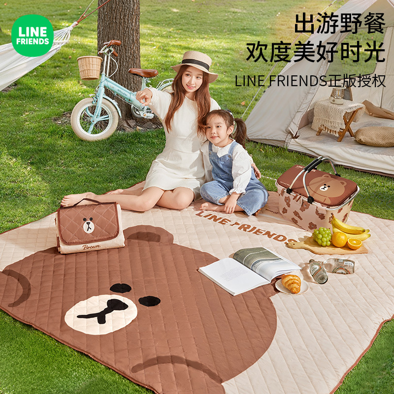 linefriends布朗熊防潮垫野餐垫加厚户外露营垫音乐节坐垫沙滩