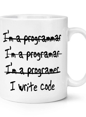 I Write Code (Programmer Misspelling) 程序员陶瓷马克杯水杯子
