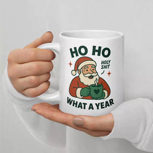 圣诞老人陶瓷马克杯创意文字图案咖啡杯白色可爱杯子