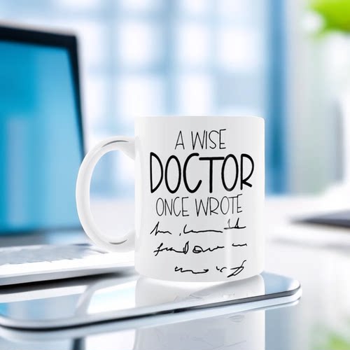 A Wise Doctor Once Wrote Mug聪明的医生写字马克杯咖啡杯简约