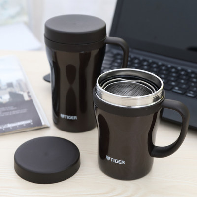 日本虎牌TIGER办公泡茶保温杯带茶滤网480ml带盖有手柄CWN-A48C