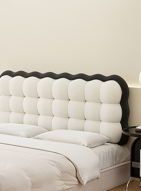 拼色小雪球床头软包靠背榻榻米无床头卧室奶油风2024新款靠枕靠垫