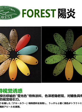 日本进口FORST陽炎MIU2.2ｇ路亚亮片管理场荧光双面反光溪流鳟鱼