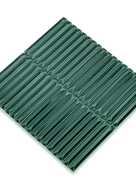 北欧立体窑变长条马赛克白墨绿色背景墙15X145瓷砖卫生间厨房新品