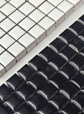 佳纷简约黑白色哑光陶瓷马赛克15X15mm颗粒餐厅吧台淋浴背景瓷砖